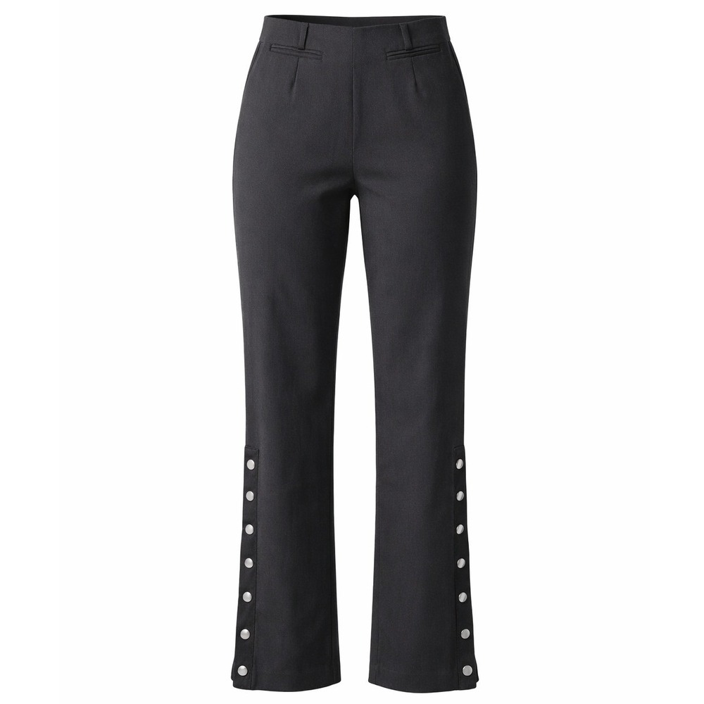 Equestrian Womens Snap Ankle Ribbed Leggings L Black breeches‎ Riding Pants